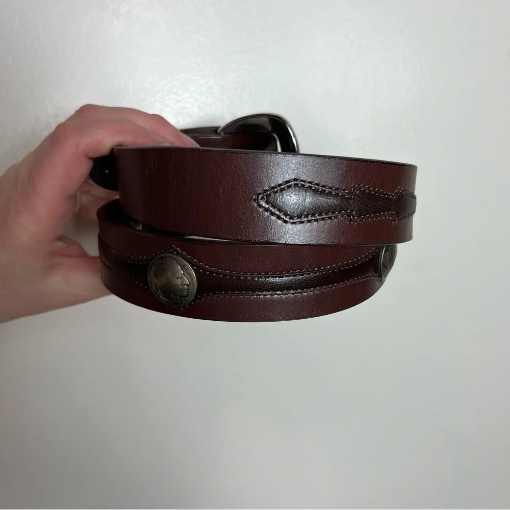 James Culver Handmade Tubac Nickel Clavo Leather‎ Belt Western Cowboy Brown